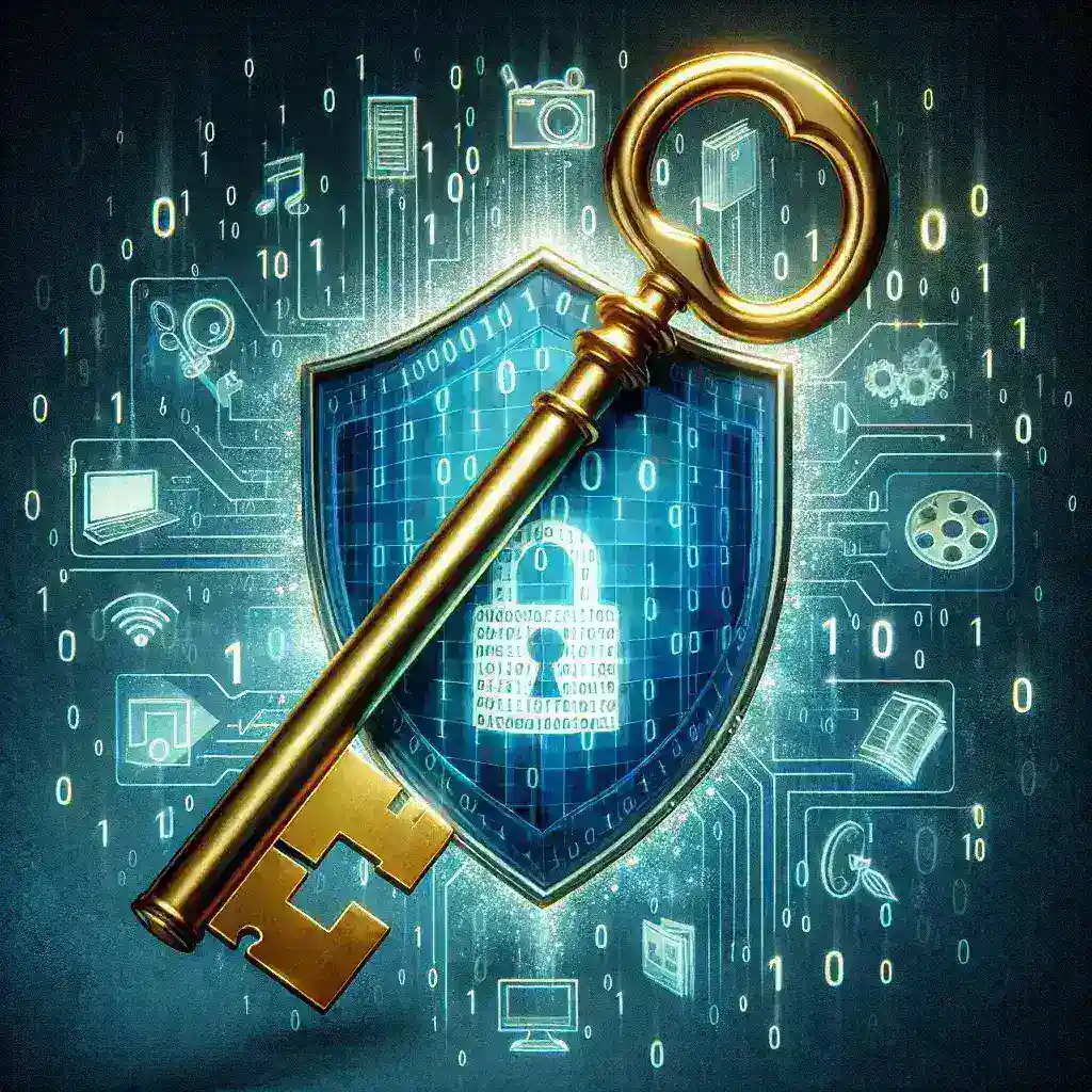 "Illustration of various digital usage rights management tools showcasing features for protecting digital assets, highlighting security and compliance in a comprehensive guide."