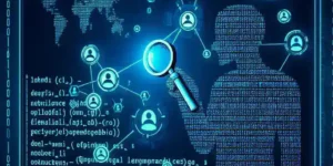 "Illustration of a hacker with a laptop analyzing social media API security vulnerabilities, symbolizing the intersection of cybersecurity and social media platform protection."